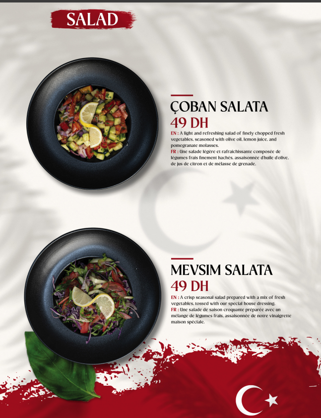 Turkish Grill House Marrakech full menu – starters and mezze